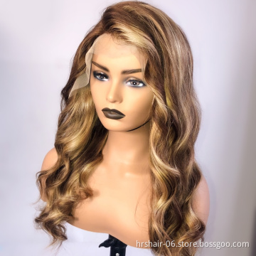 Highlight Wig Vendor Wholesale P4/27 Color Honey Blonde Ombre Hair Wig Mink Brazilian Virgin Human Hair HD Lace Front Wig